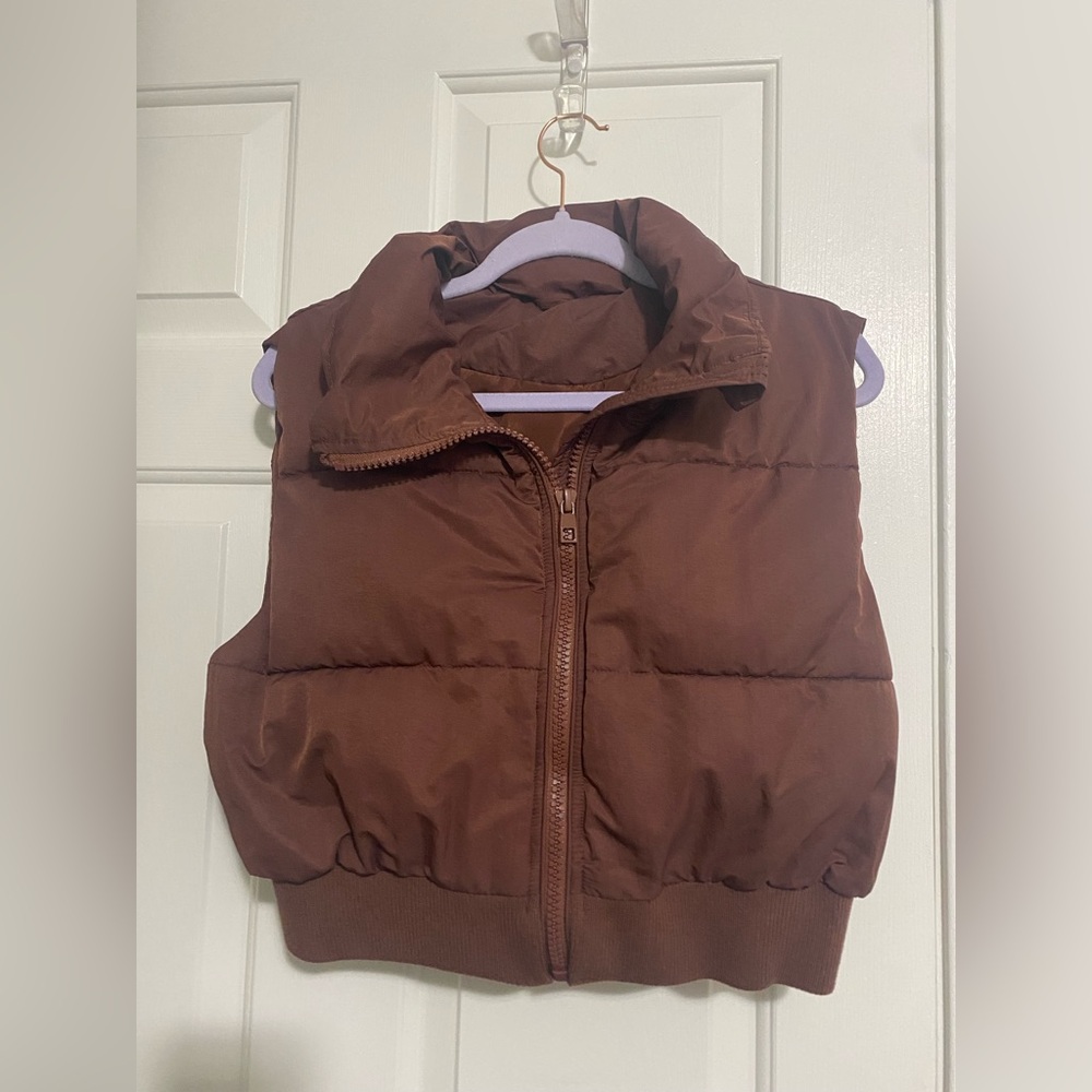 Brown puffer vest